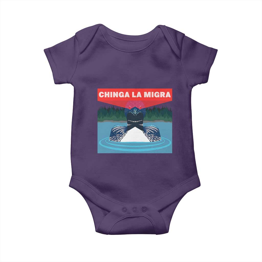 Chinga La Migra Red Eye Laser Loon Baby Onesie Political Resist Ice Minnesota Protest TS02 Purple Print Your Wear