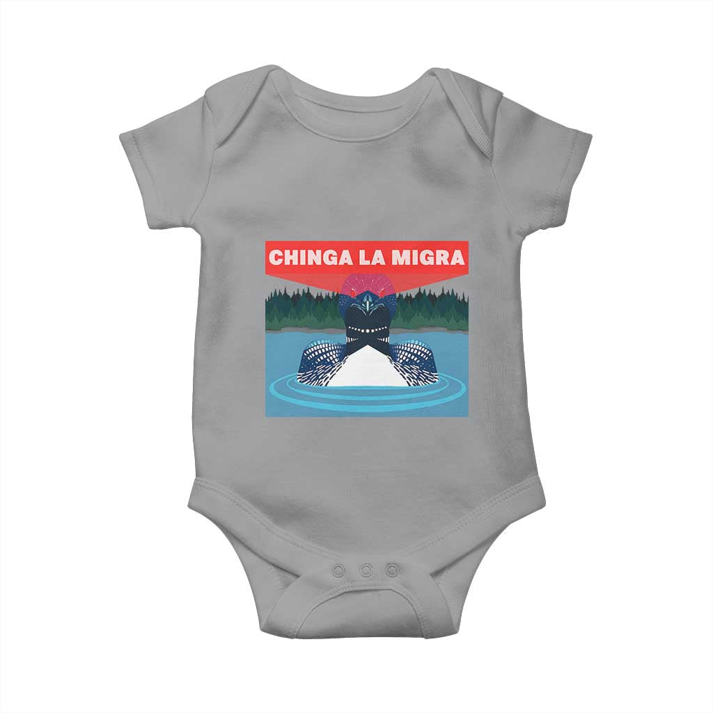 Chinga La Migra Red Eye Laser Loon Baby Onesie Political Resist Ice Minnesota Protest TS02 Sport Gray Print Your Wear