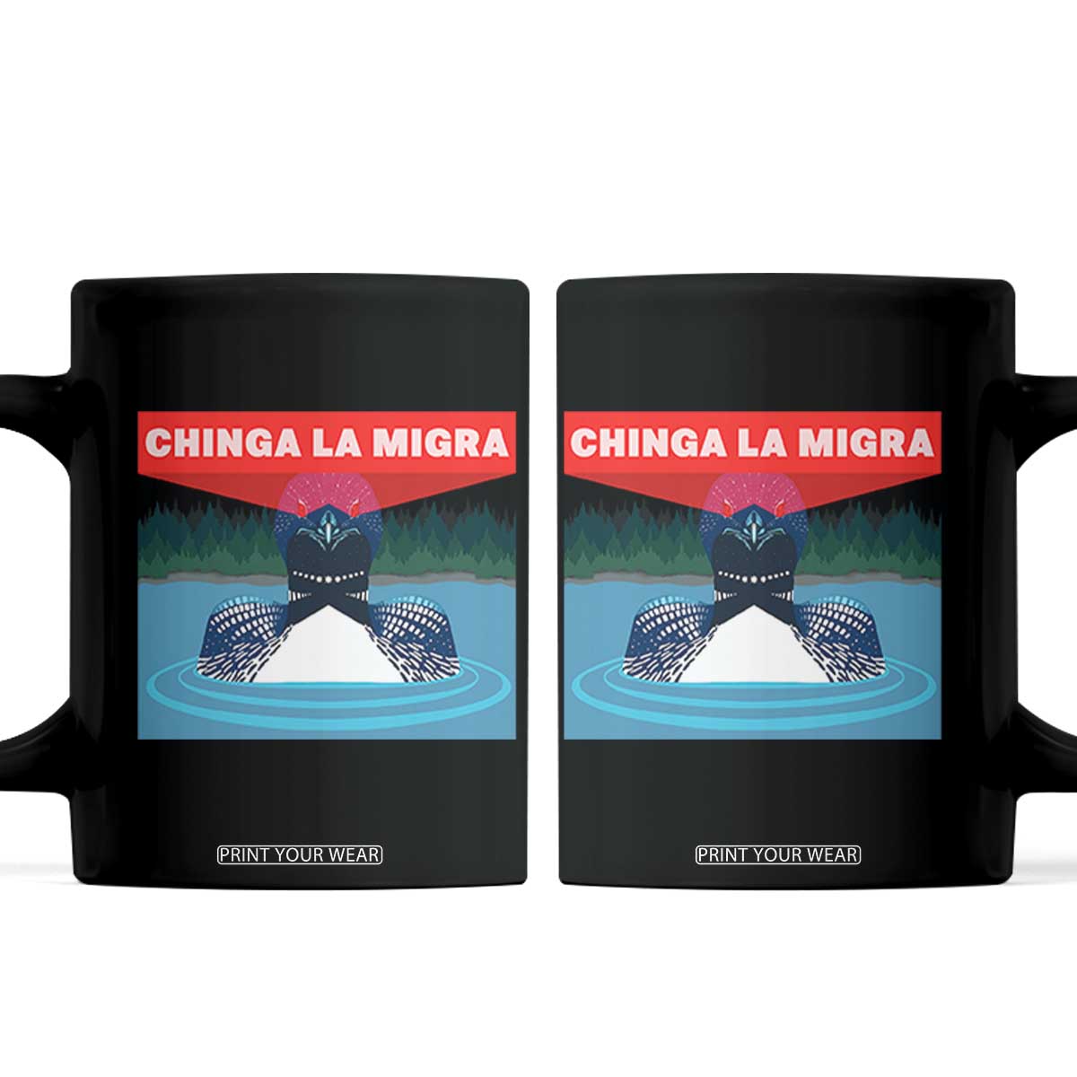 Chinga La Migra Red Eye Laser Loon Coffee Mug Political Resist Ice Minnesota Protest TS02 Black Print Your Wear