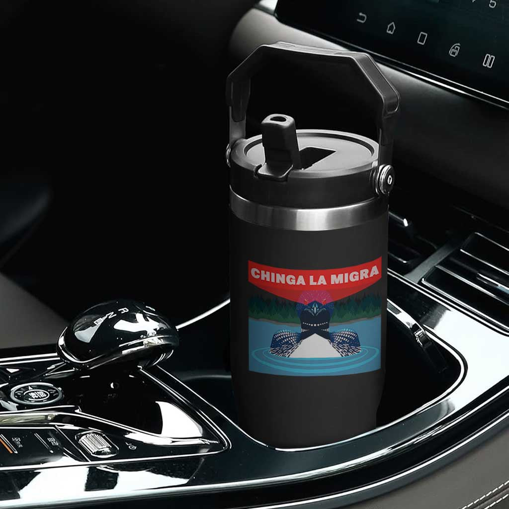 Chinga La Migra Red Eye Laser Loon Flip Straw Tumbler Political Resist Ice Minnesota Protest TS02 Print Your Wear