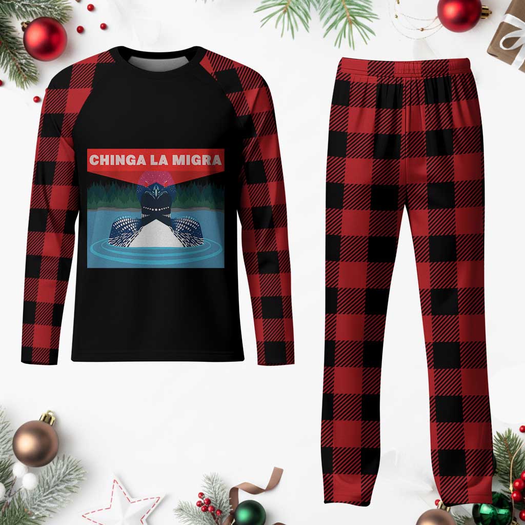 Chinga La Migra Red Eye Laser Loon Plaid Pajama Set Political Resist Ice Minnesota Protest TS02 Buffalo Plaid Print Your Wear