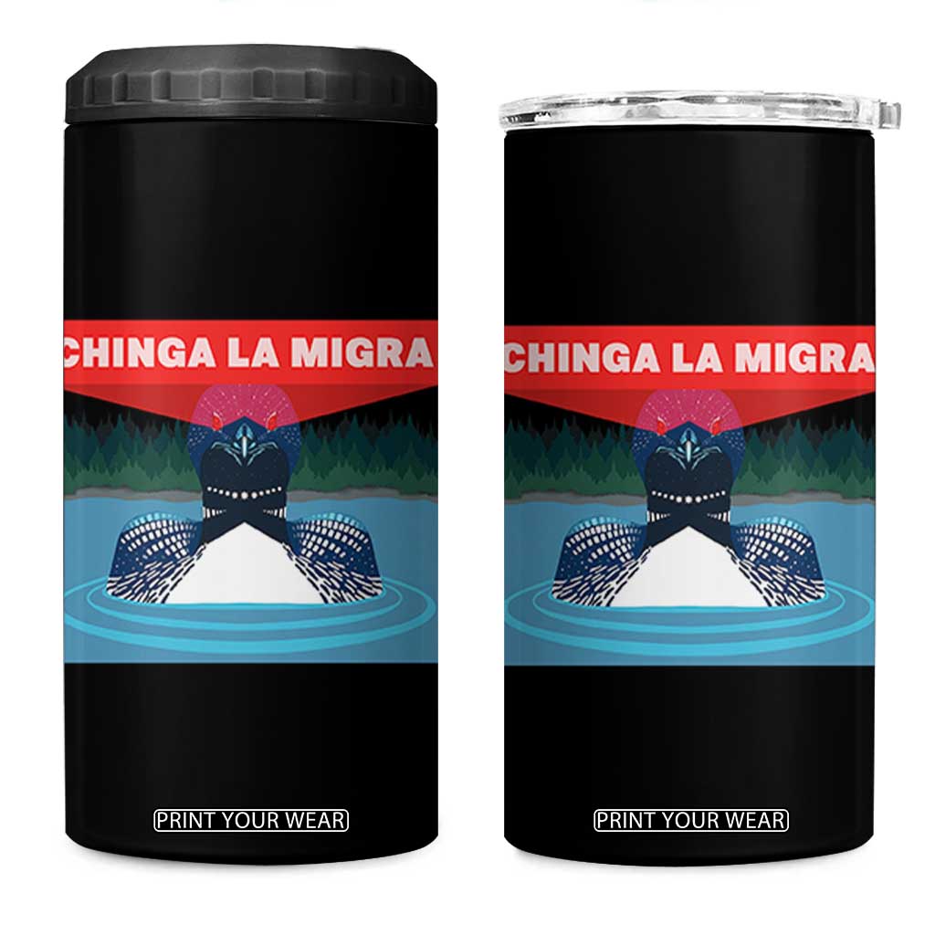 Chinga La Migra Red Eye Laser Loon 4 in 1 Can Cooler Tumbler Political Resist Ice Minnesota Protest TS02 One Size: 16 oz Black Print Your Wear