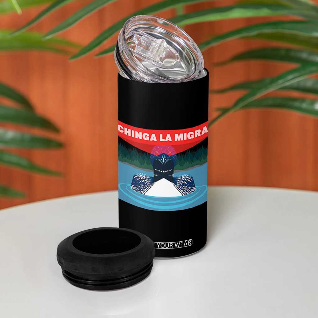 Chinga La Migra Red Eye Laser Loon 4 in 1 Can Cooler Tumbler Political Resist Ice Minnesota Protest TS02 Print Your Wear