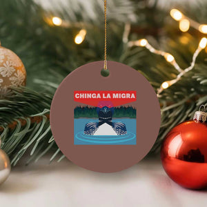 Chinga La Migra Red Eye Laser Loon Ceramic Ornament Political Resist Ice Minnesota Protest TS02 1pc Mocha Print Your Wear