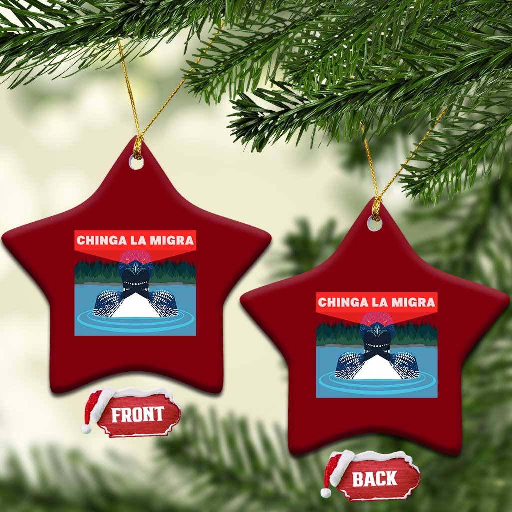 Chinga La Migra Red Eye Laser Loon Ceramic Ornament Political Resist Ice Minnesota Protest TS02 Print Your Wear