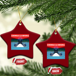 Chinga La Migra Red Eye Laser Loon Ceramic Ornament Political Resist Ice Minnesota Protest TS02 Print Your Wear