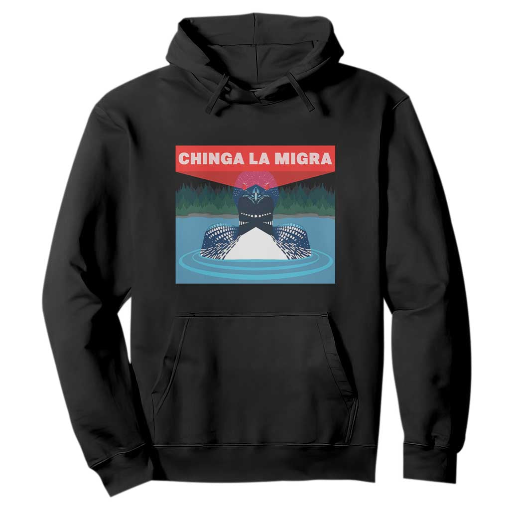 Chinga La Migra Red Eye Laser Loon Hoodie Political Resist Ice Minnesota Protest TS02 Black Print Your Wear