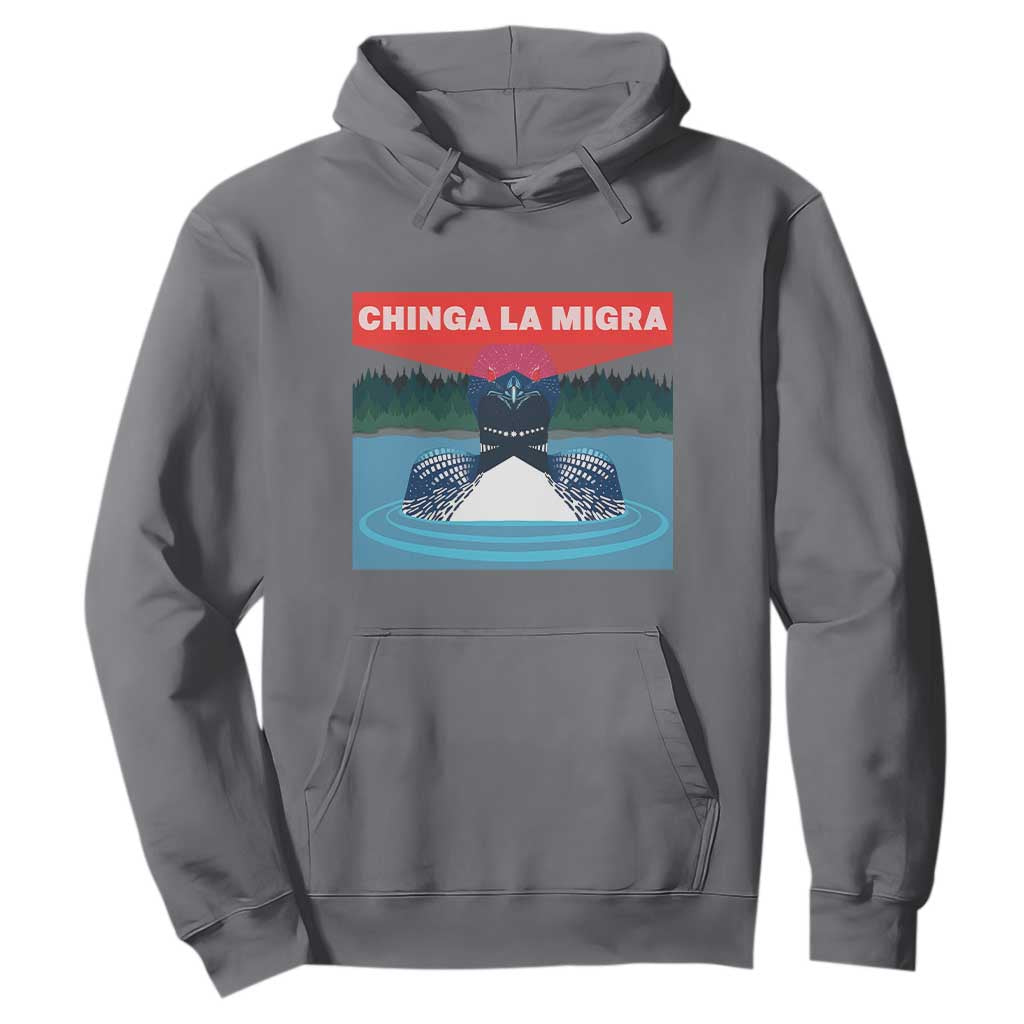 Chinga La Migra Red Eye Laser Loon Hoodie Political Resist Ice Minnesota Protest TS02 Charcoal Print Your Wear