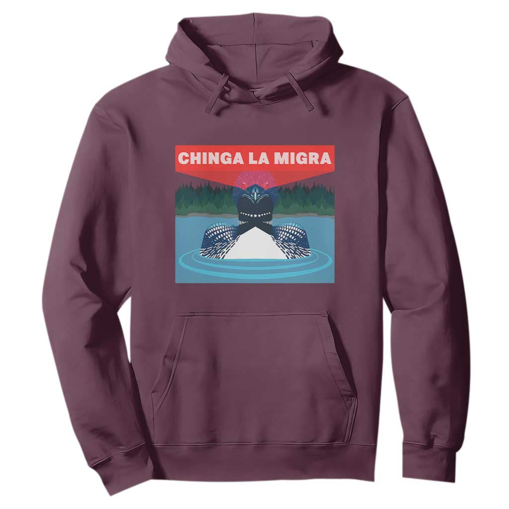 Chinga La Migra Red Eye Laser Loon Hoodie Political Resist Ice Minnesota Protest TS02 Maroon Print Your Wear
