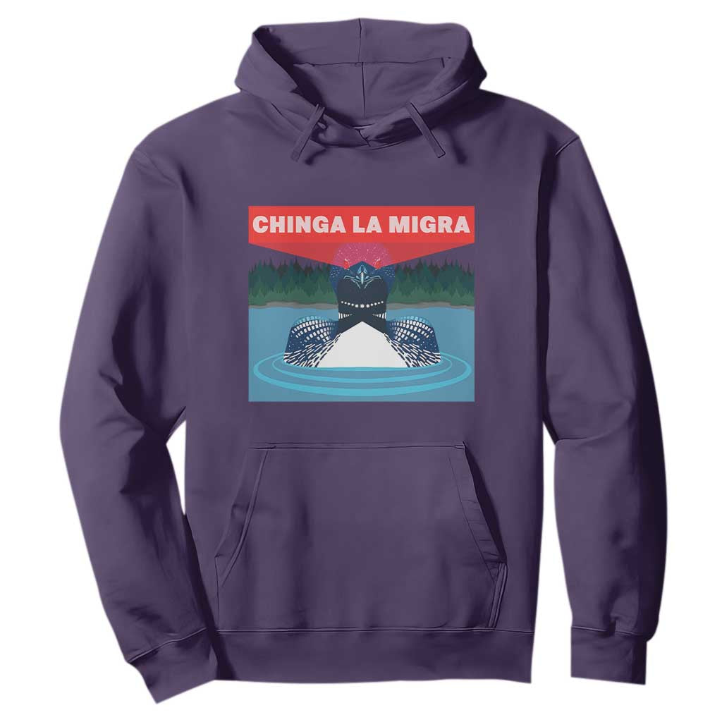 Chinga La Migra Red Eye Laser Loon Hoodie Political Resist Ice Minnesota Protest TS02 Purple Print Your Wear
