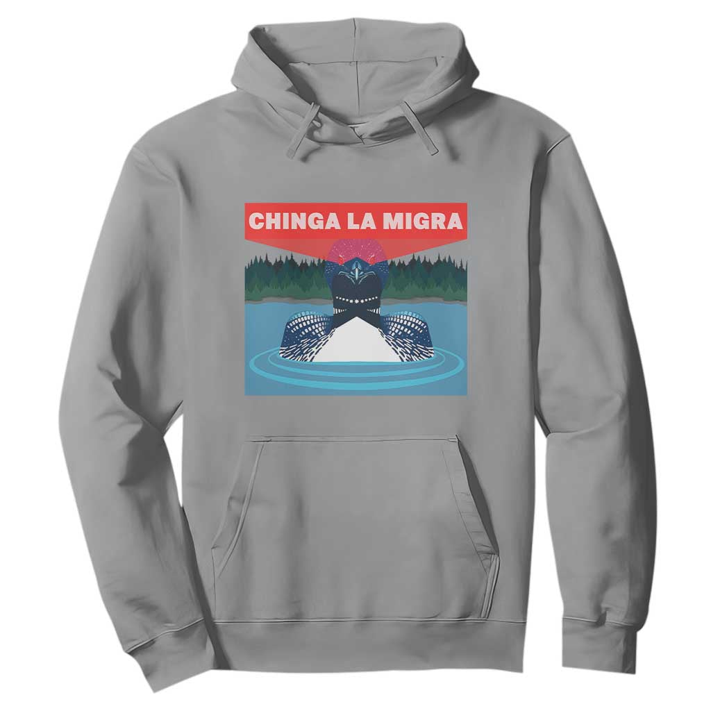 Chinga La Migra Red Eye Laser Loon Hoodie Political Resist Ice Minnesota Protest TS02 Sport Gray Print Your Wear