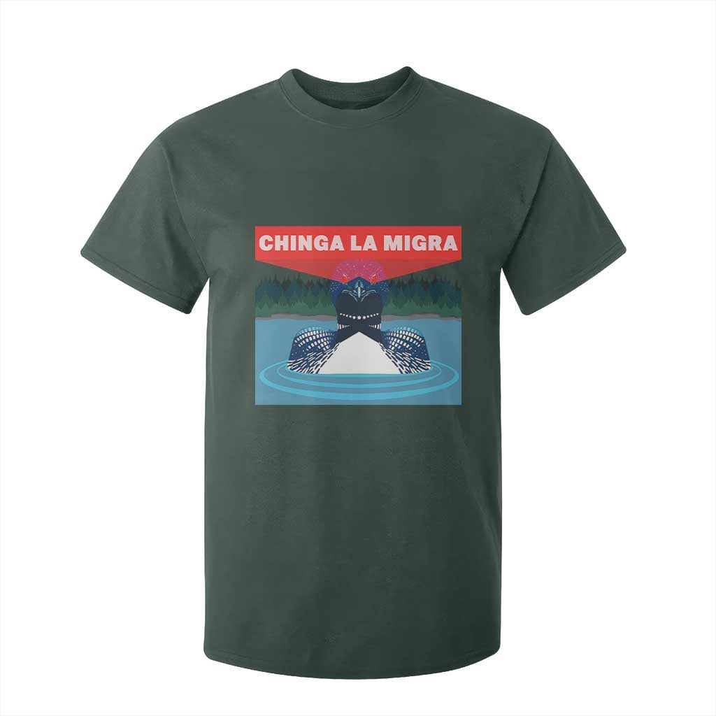 Chinga La Migra Red Eye Laser Loon T Shirt For Kid Political Resist Ice Minnesota Protest TS02 Dark Forest Green Print Your Wear