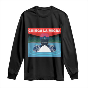 Chinga La Migra Red Eye Laser Loon Long Sleeve Shirt Political Resist Ice Minnesota Protest TS02 Black Print Your Wear