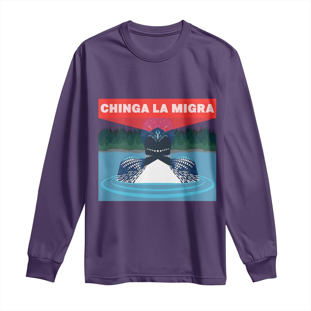 Chinga La Migra Red Eye Laser Loon Long Sleeve Shirt Political Resist Ice Minnesota Protest TS02 Purple Print Your Wear