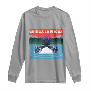 Chinga La Migra Red Eye Laser Loon Long Sleeve Shirt Political Resist Ice Minnesota Protest TS02 Sport Gray Print Your Wear