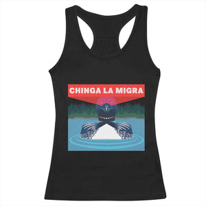 Chinga La Migra Red Eye Laser Loon Racerback Tank Top Political Resist Ice Minnesota Protest TS02 Black Print Your Wear