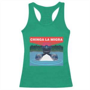 Chinga La Migra Red Eye Laser Loon Racerback Tank Top Political Resist Ice Minnesota Protest TS02 Irish Green Print Your Wear