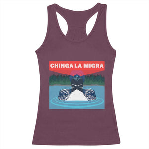 Chinga La Migra Red Eye Laser Loon Racerback Tank Top Political Resist Ice Minnesota Protest TS02 Maroon Print Your Wear