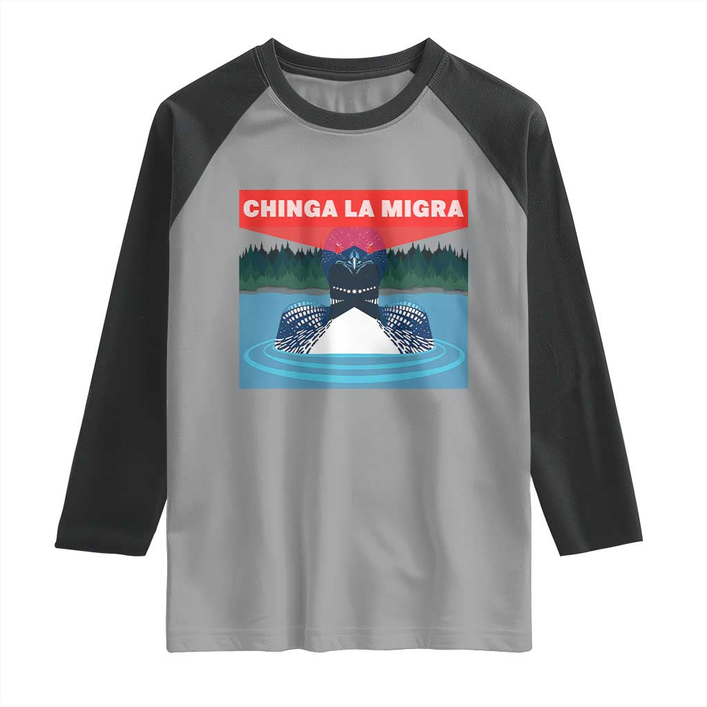 Chinga La Migra Red Eye Laser Loon Raglan Shirt Political Resist Ice Minnesota Protest TS02 Sport Gray Black Print Your Wear