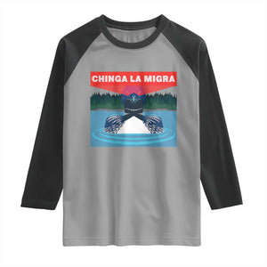 Chinga La Migra Red Eye Laser Loon Raglan Shirt Political Resist Ice Minnesota Protest TS02 Sport Gray Black Print Your Wear