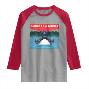 Chinga La Migra Red Eye Laser Loon Raglan Shirt Political Resist Ice Minnesota Protest TS02 Sport Gray Red Print Your Wear