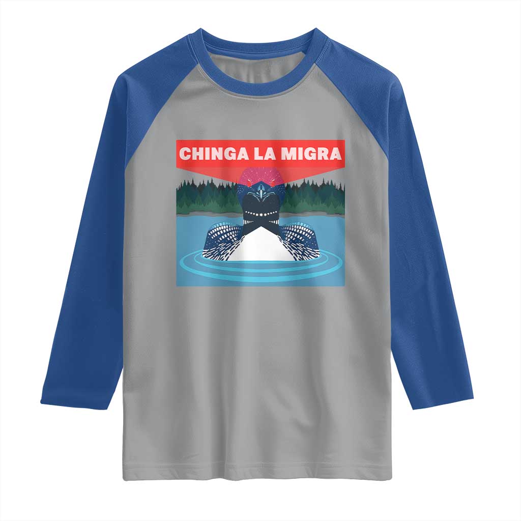 Chinga La Migra Red Eye Laser Loon Raglan Shirt Political Resist Ice Minnesota Protest TS02 Sport Gray Royal Print Your Wear