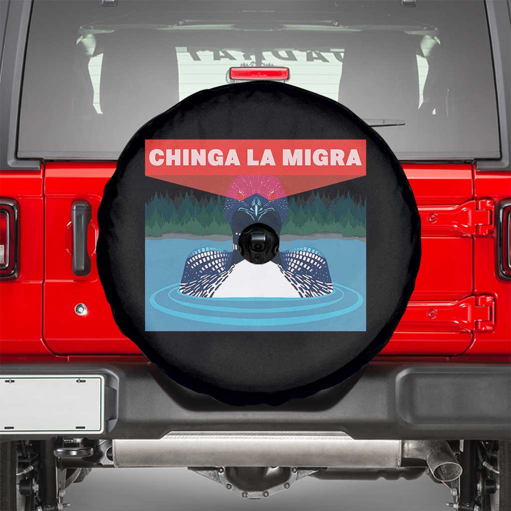 Chinga La Migra Red Eye Laser Loon Spare Tire Cover Political Resist Ice Minnesota Protest TS02 Black Print Your Wear