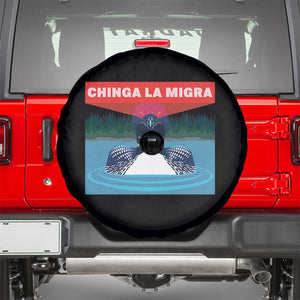 Chinga La Migra Red Eye Laser Loon Spare Tire Cover Political Resist Ice Minnesota Protest TS02 Black Print Your Wear