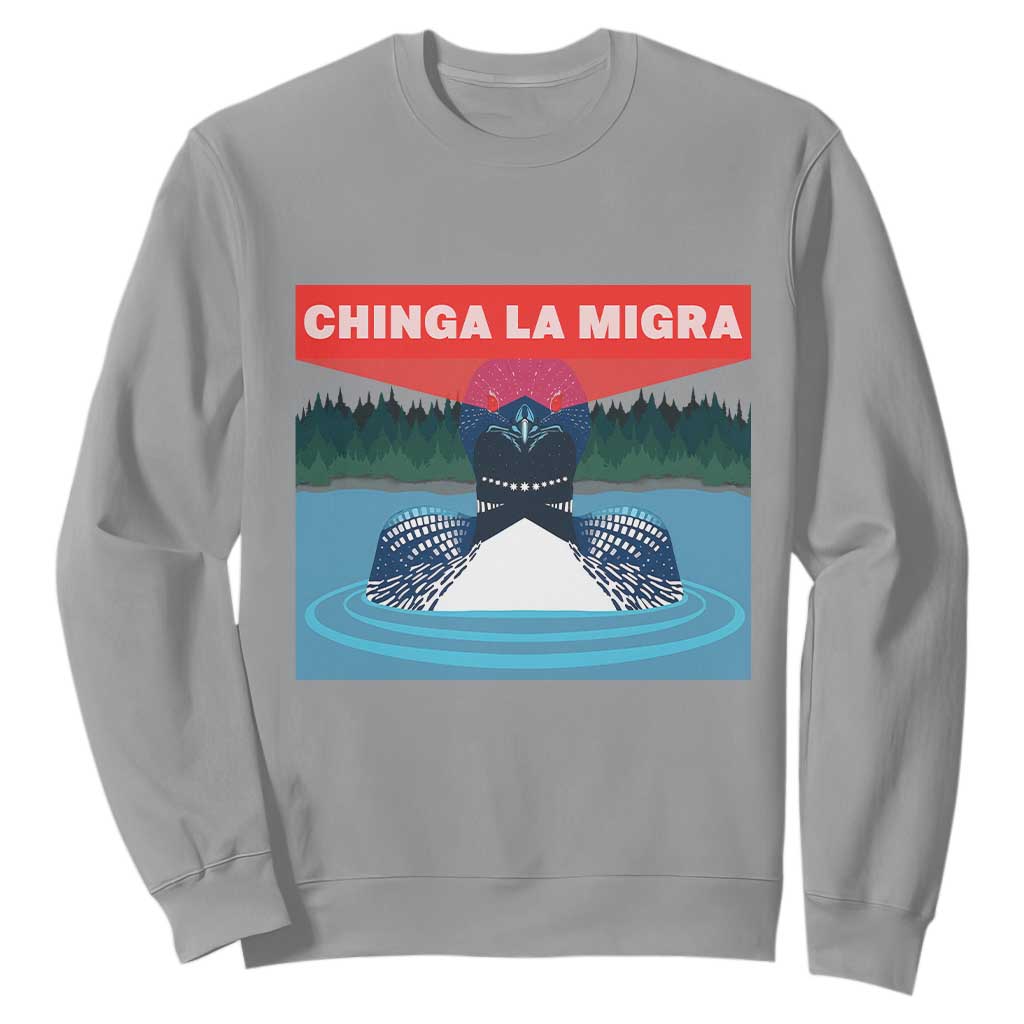 Chinga La Migra Red Eye Laser Loon Sweatshirt Political Resist Ice Minnesota Protest TS02 Sport Gray Print Your Wear