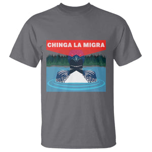 Chinga La Migra Red Eye Laser Loon T Shirt Political Resist Ice Minnesota Protest TS02 Charcoal Print Your Wear