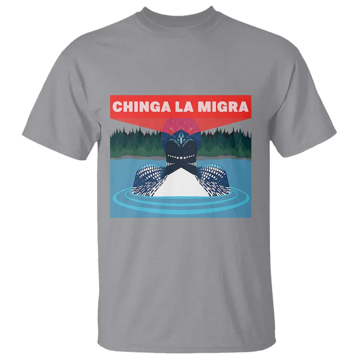 Chinga La Migra Red Eye Laser Loon T Shirt Political Resist Ice Minnesota Protest TS02 Sport Gray Print Your Wear