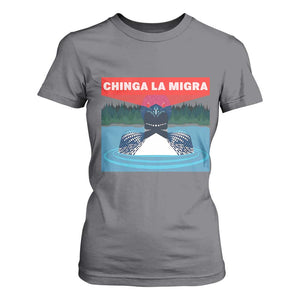Chinga La Migra Red Eye Laser Loon T Shirt For Women Political Resist Ice Minnesota Protest TS02 Charcoal Print Your Wear