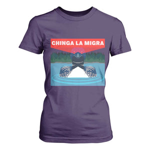 Chinga La Migra Red Eye Laser Loon T Shirt For Women Political Resist Ice Minnesota Protest TS02 Purple Print Your Wear
