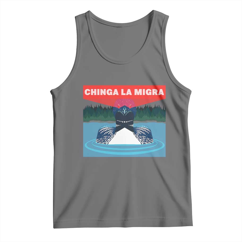 Chinga La Migra Red Eye Laser Loon Tank Top Political Resist Ice Minnesota Protest TS02 Black Heather Print Your Wear