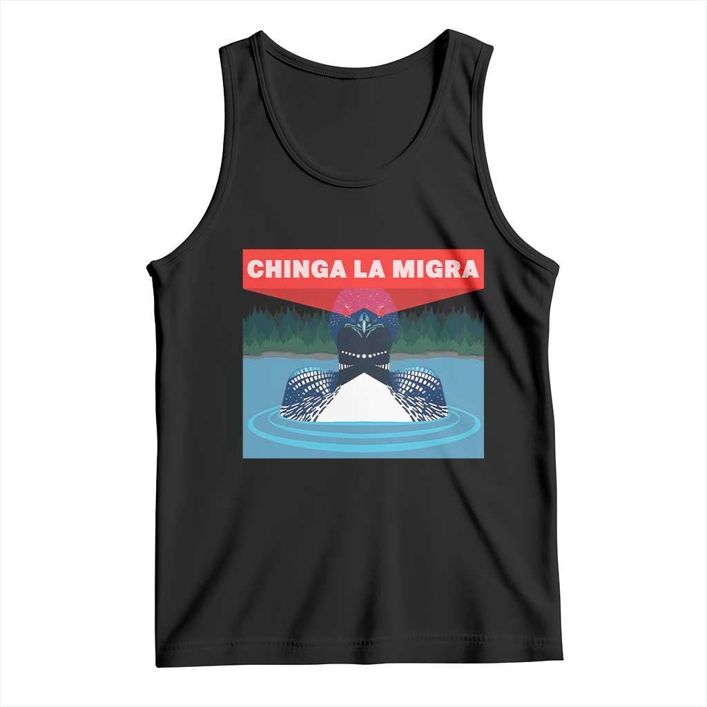 Chinga La Migra Red Eye Laser Loon Tank Top Political Resist Ice Minnesota Protest TS02 Black Print Your Wear