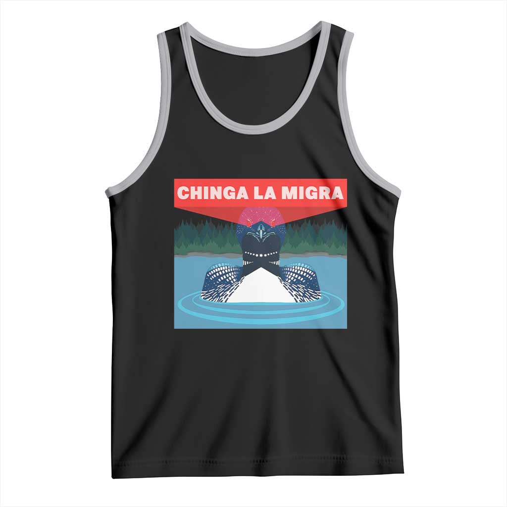 Chinga La Migra Red Eye Laser Loon Tank Top Political Resist Ice Minnesota Protest TS02 Black Athletic Heather Print Your Wear