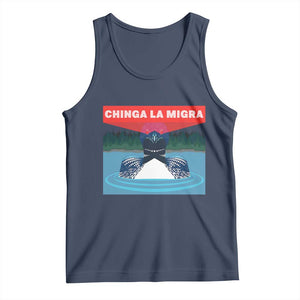 Chinga La Migra Red Eye Laser Loon Tank Top Political Resist Ice Minnesota Protest TS02 Navy Print Your Wear