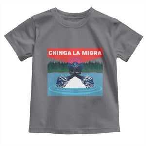 Chinga La Migra Red Eye Laser Loon Toddler T Shirt Political Resist Ice Minnesota Protest TS02 Charcoal Print Your Wear