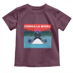 Chinga La Migra Red Eye Laser Loon Toddler T Shirt Political Resist Ice Minnesota Protest TS02 Maroon Print Your Wear