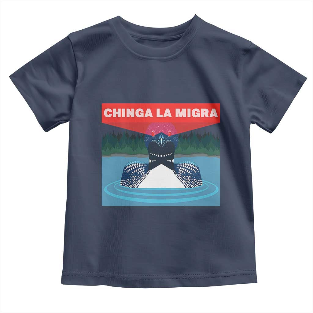 Chinga La Migra Red Eye Laser Loon Toddler T Shirt Political Resist Ice Minnesota Protest TS02 Navy Print Your Wear