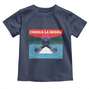Chinga La Migra Red Eye Laser Loon Toddler T Shirt Political Resist Ice Minnesota Protest TS02 Navy Print Your Wear