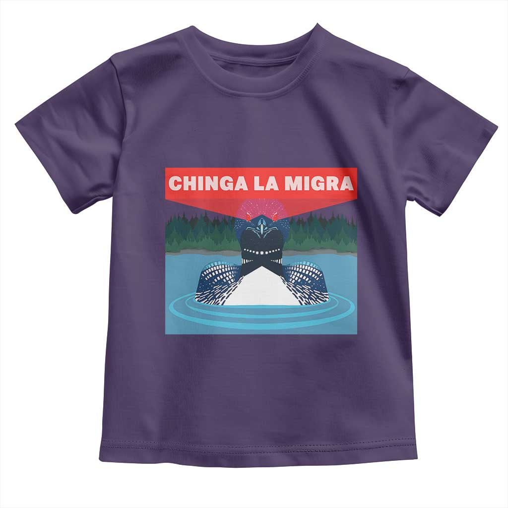 Chinga La Migra Red Eye Laser Loon Toddler T Shirt Political Resist Ice Minnesota Protest TS02 Purple Print Your Wear