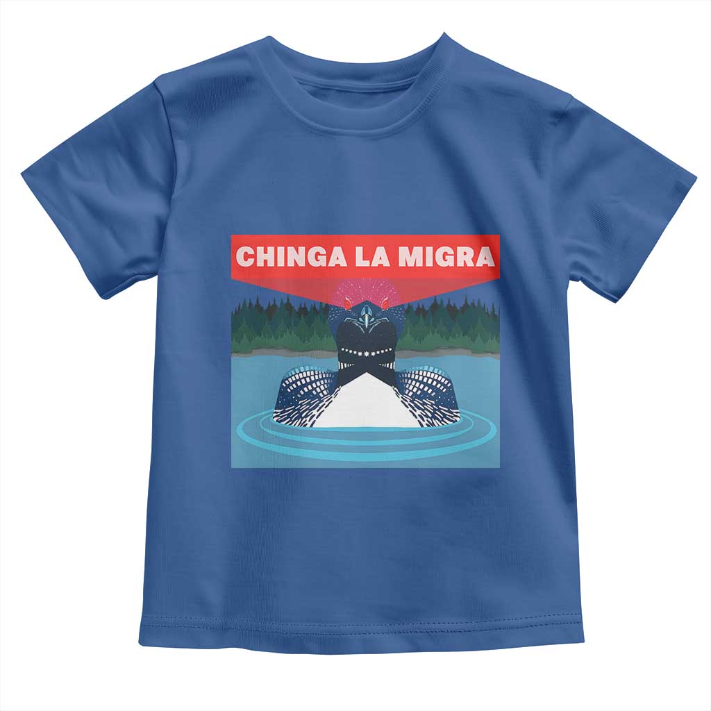 Chinga La Migra Red Eye Laser Loon Toddler T Shirt Political Resist Ice Minnesota Protest TS02 Royal Blue Print Your Wear