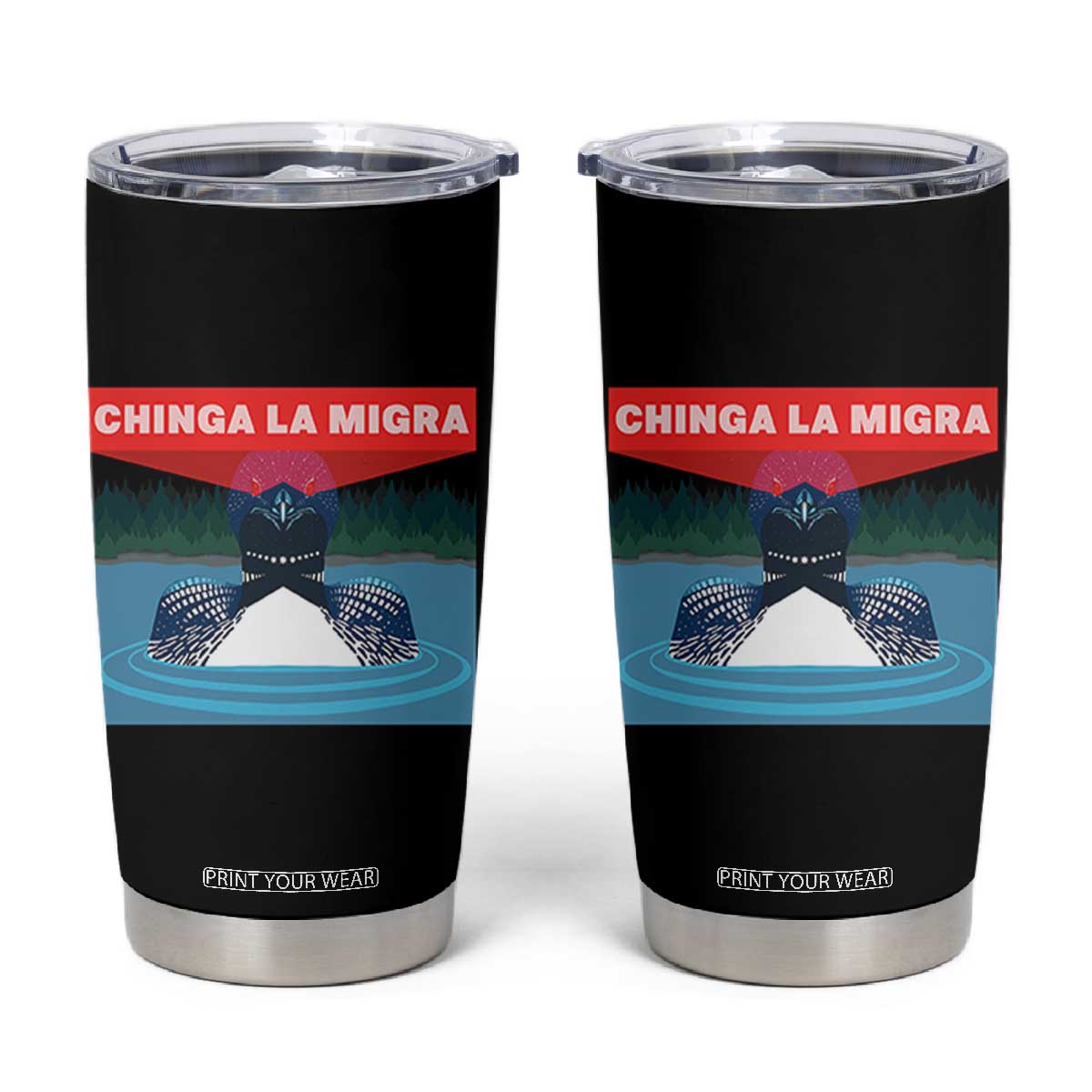 Chinga La Migra Red Eye Laser Loon Tumbler Cup Political Resist Ice Minnesota Protest TS02 Black Print Your Wear