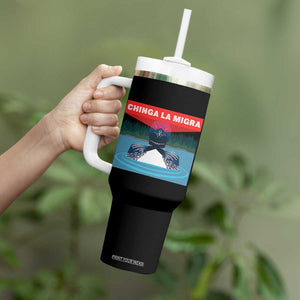 Chinga La Migra Red Eye Laser Loon Tumbler With Handle Political Resist Ice Minnesota Protest TS02 Print Your Wear