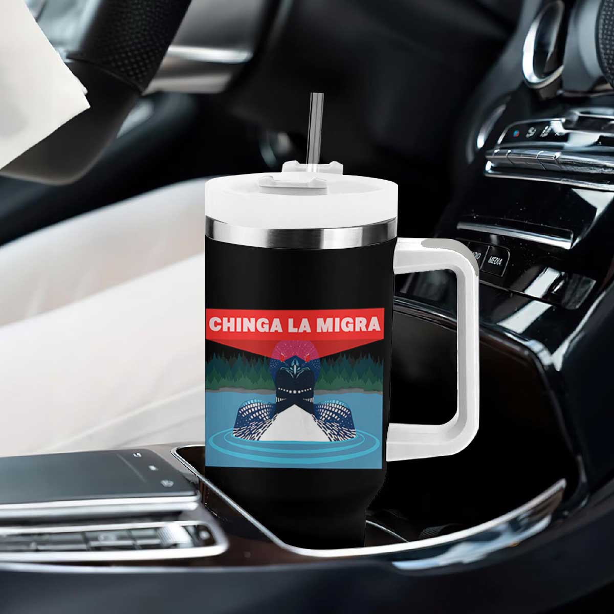 Chinga La Migra Red Eye Laser Loon Tumbler With Handle Political Resist Ice Minnesota Protest TS02 Print Your Wear
