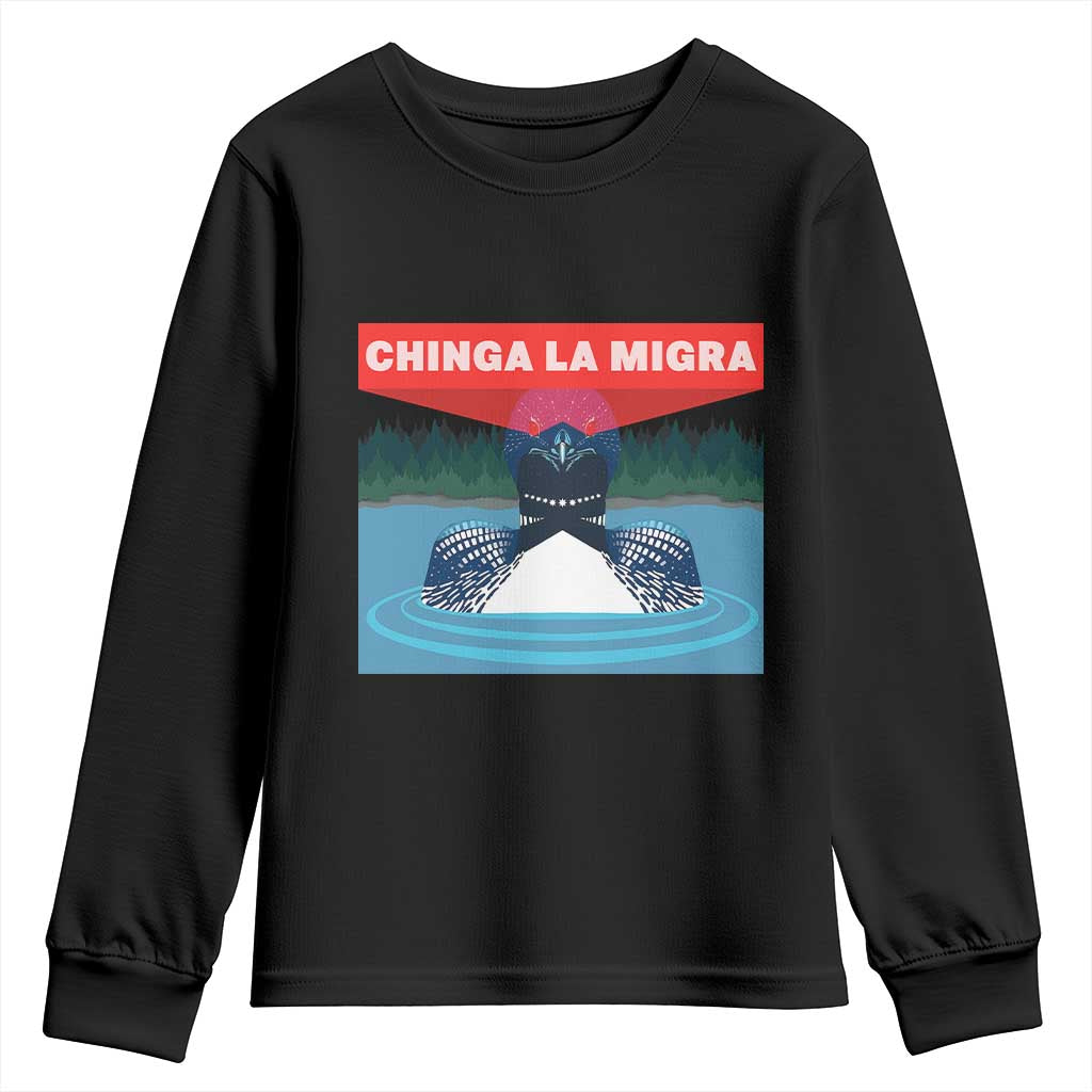 Chinga La Migra Red Eye Laser Loon Youth Sweatshirt Political Resist Ice Minnesota Protest TS02 Black Print Your Wear