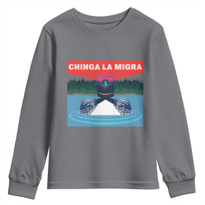 Chinga La Migra Red Eye Laser Loon Youth Sweatshirt Political Resist Ice Minnesota Protest TS02 Charcoal Print Your Wear