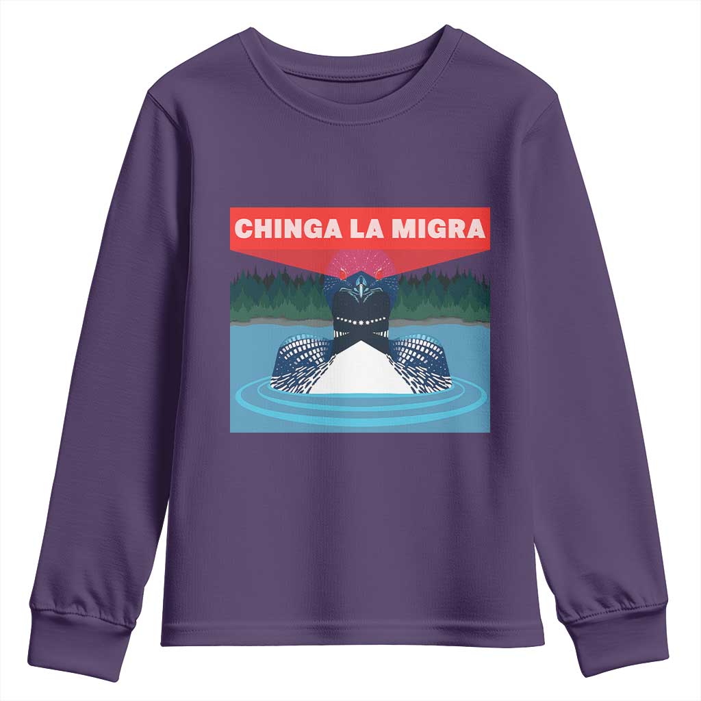 Chinga La Migra Red Eye Laser Loon Youth Sweatshirt Political Resist Ice Minnesota Protest TS02 Purple Print Your Wear