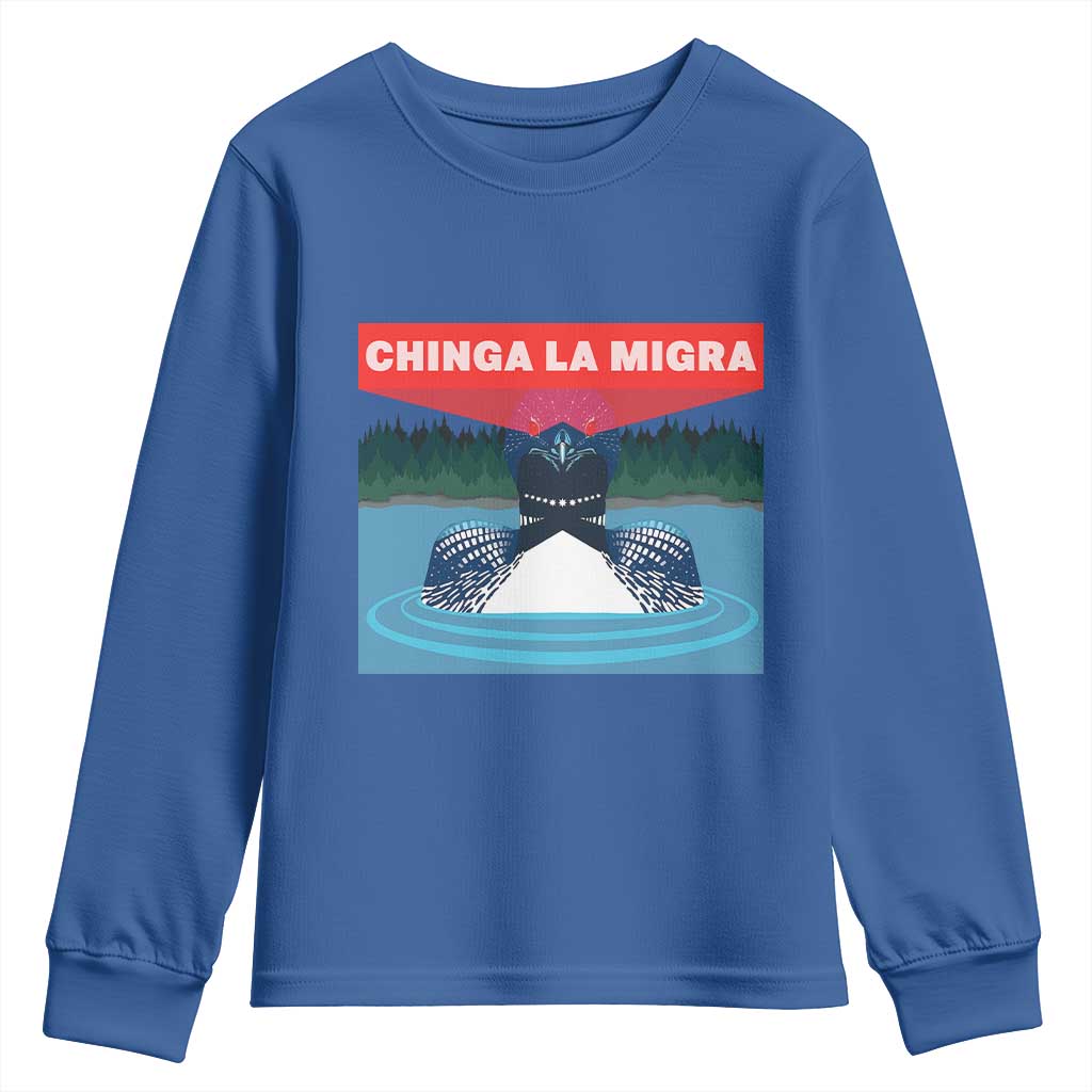Chinga La Migra Red Eye Laser Loon Youth Sweatshirt Political Resist Ice Minnesota Protest TS02 Royal Blue Print Your Wear